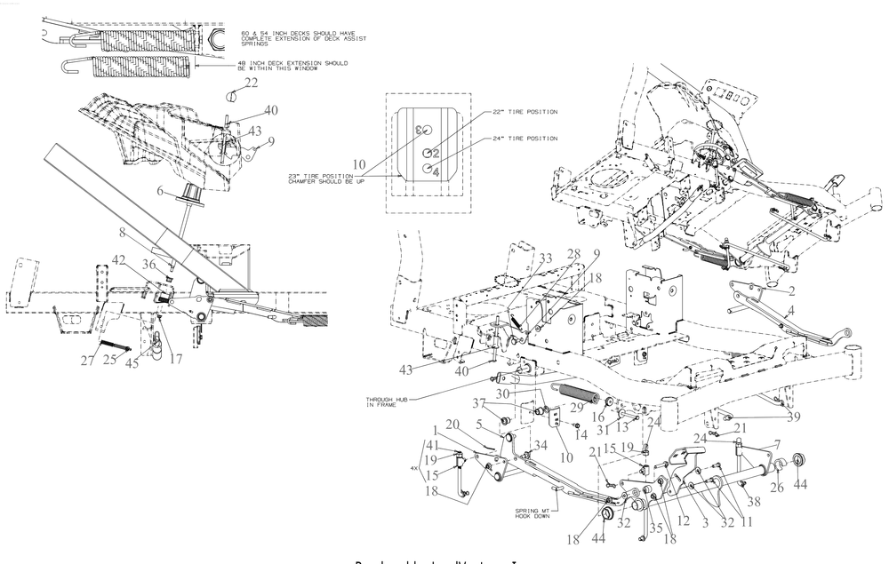 Deck Lift Diagram and Parts List for ZTX5-60KW (47AIAAA8010)(2020) Cub Cadet Lawn Tractor